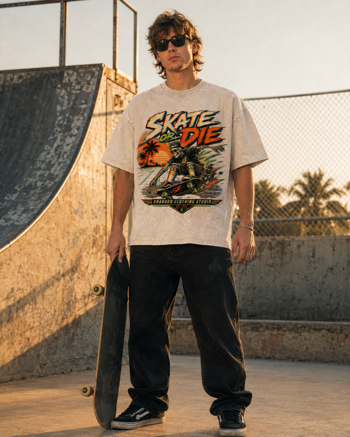 Snow Washed Oversized Cotton T-Shirt