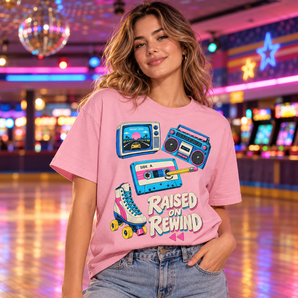 Raised on Rewind - Retro Arcade Heavyweight Unisex Tee