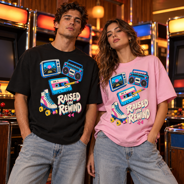 Raised on Rewind - Retro Arcade Heavyweight Unisex Tee