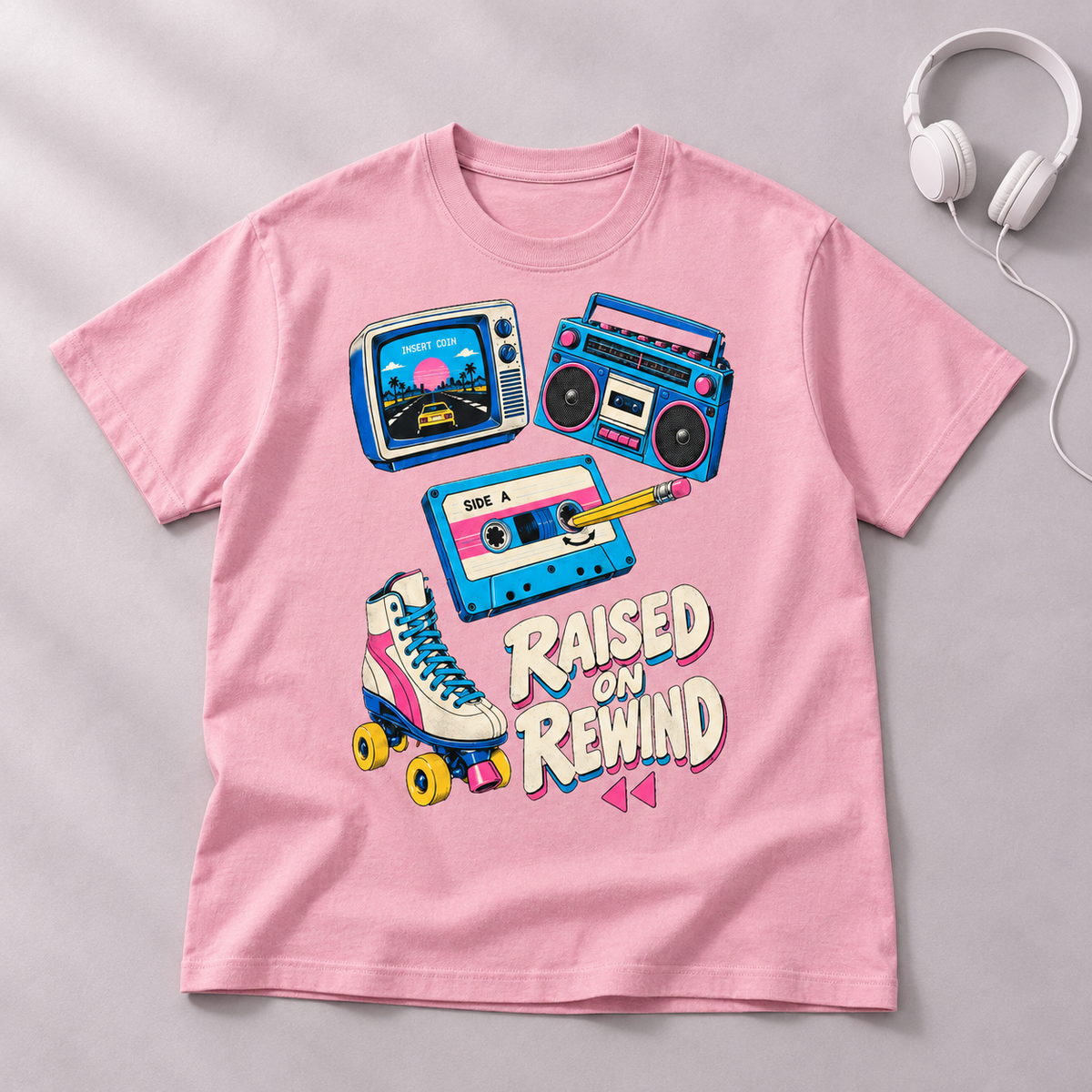 Raised on Rewind - Retro Arcade Heavyweight Unisex Tee